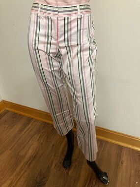Light Punk with Fuchsia, Green and Black Stripes Capris Pants. 
Item# SScpc9
